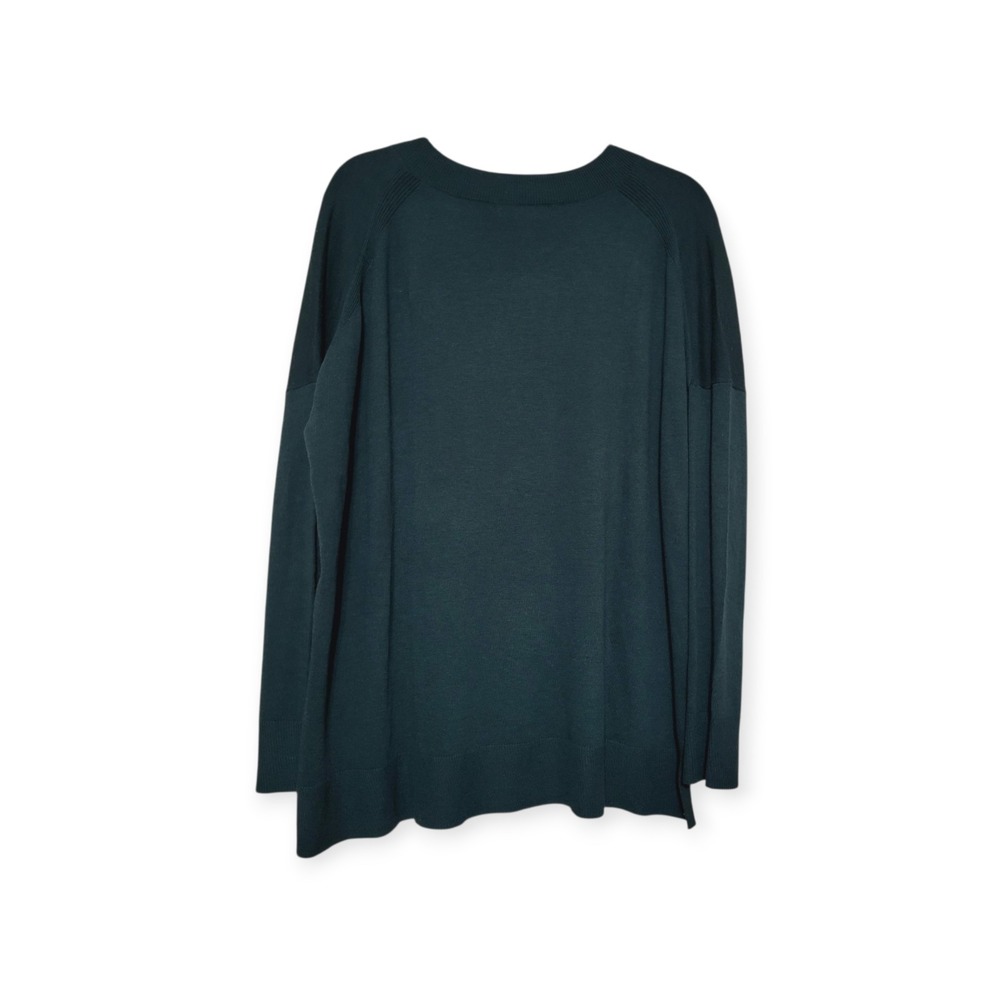 Chelsea28 Dark Green Oversized V-Neck Sweater Plus XXL NWT High-Low Neutral‎ - Picture 9 of 9